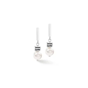 COEUR DE LION Geocube® Iconic Pearl Mix Ohrringe Silber-Weiß- Geocube® Ohrringe