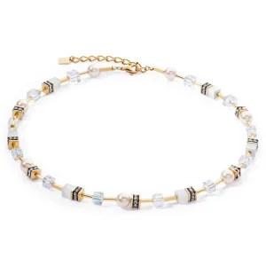 COEUR DE LION Geocube® Iconic Pearl Mix Halskette Gold-Weiß- Geocube® Halsketten