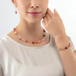 COEUR DE LION Geocube® Iconic Precious Armband Rot-Beige- Geocube® Echtstein