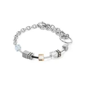 COEUR DE LION Geocube® Iconic Precious Chain Armband Grau-Beige- Geocube® Tone&In&Tone