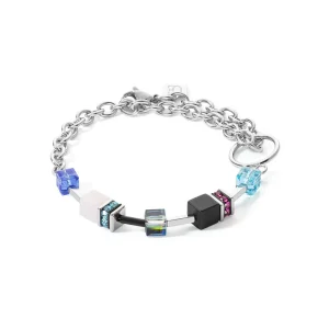 COEUR DE LION Geocube® Iconic Precious Chain Armband Silber-Mehrfarbig- Echter Stein