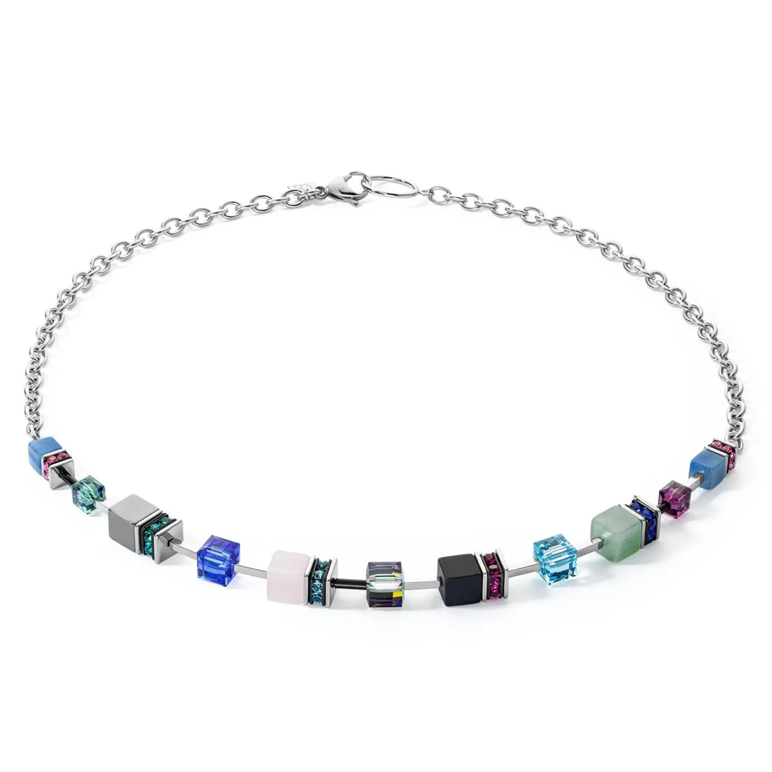 geocube_iconic_precious_c_0-3.webp COEUR DE LION Geocube® Iconic Precious Chain Halskette Silber-Mehrfarbig- Geocube® Echtstein