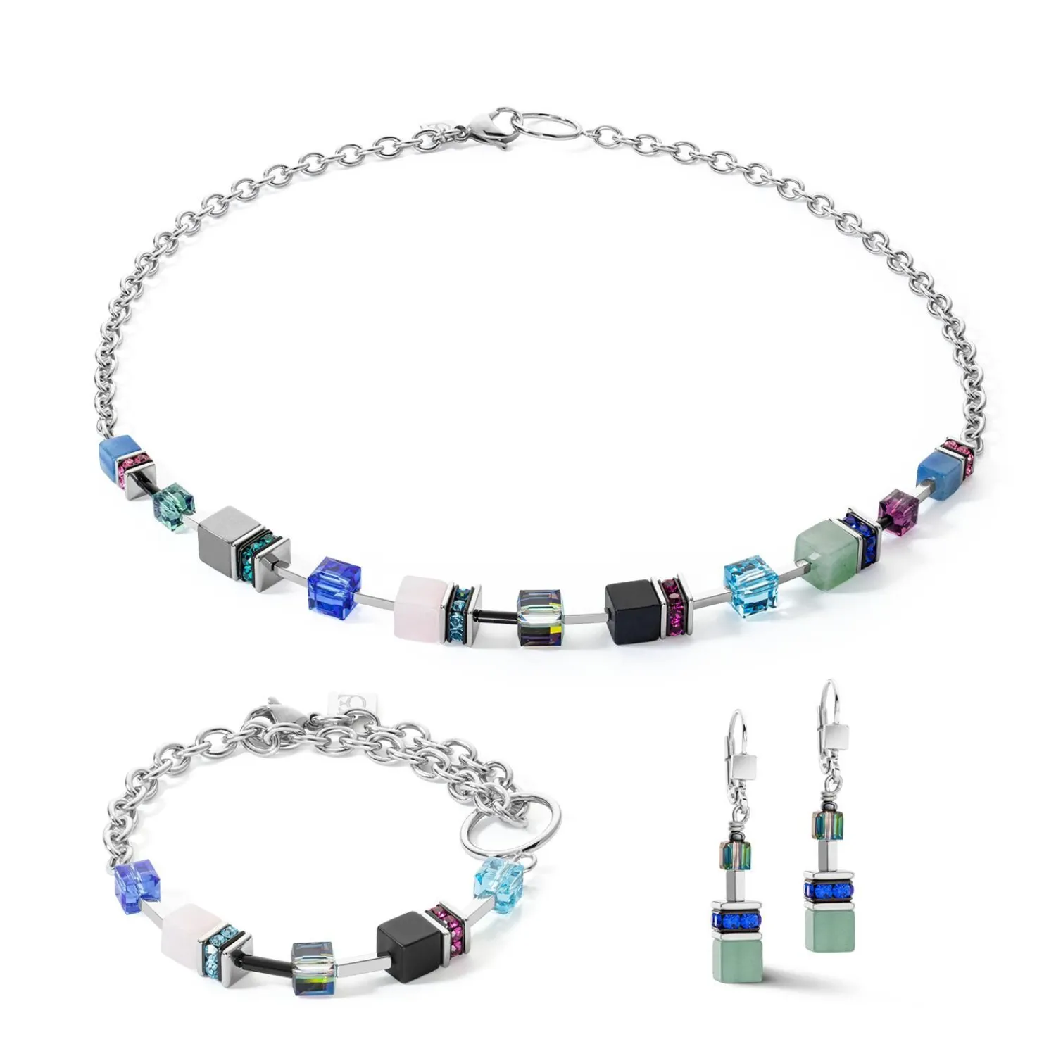 geocube_iconic_precious_c_1-3.webp COEUR DE LION Geocube® Iconic Precious Chain Halskette Silber-Mehrfarbig- Geocube® Echtstein