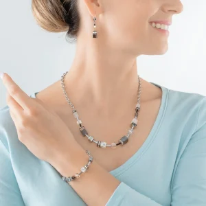 COEUR DE LION Geocube® Iconic Precious Chain Armband Grau-Beige- Geocube® Echtstein