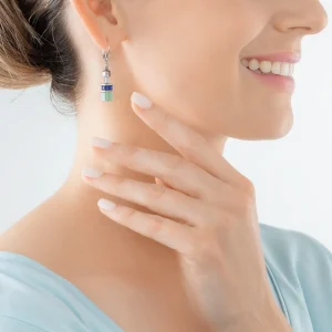 COEUR DE LION Geocube® Iconic Precious Chain Ohrringe Silber-Mehrfarbig- Geocube® Echtstein