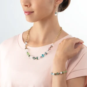 COEUR DE LION Geocube® Iconic Precious Chain Armband Gold-Mehrfarbig- Geocube® Echtstein