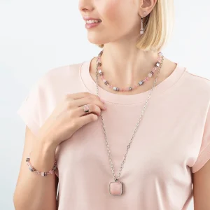 COEUR DE LION Geocube® Iconic Precious Halskette Rose- Edelsteinketten