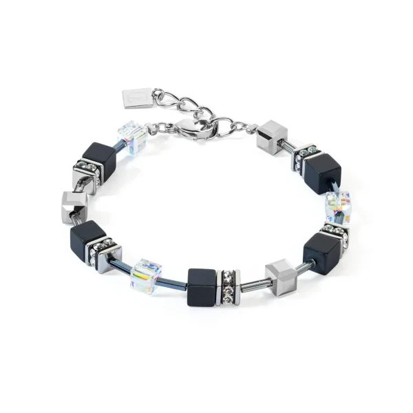 COEUR DE LION Geocube® Iconic Precious Onyx Armband Kristall-Schwarz- Echter Stein