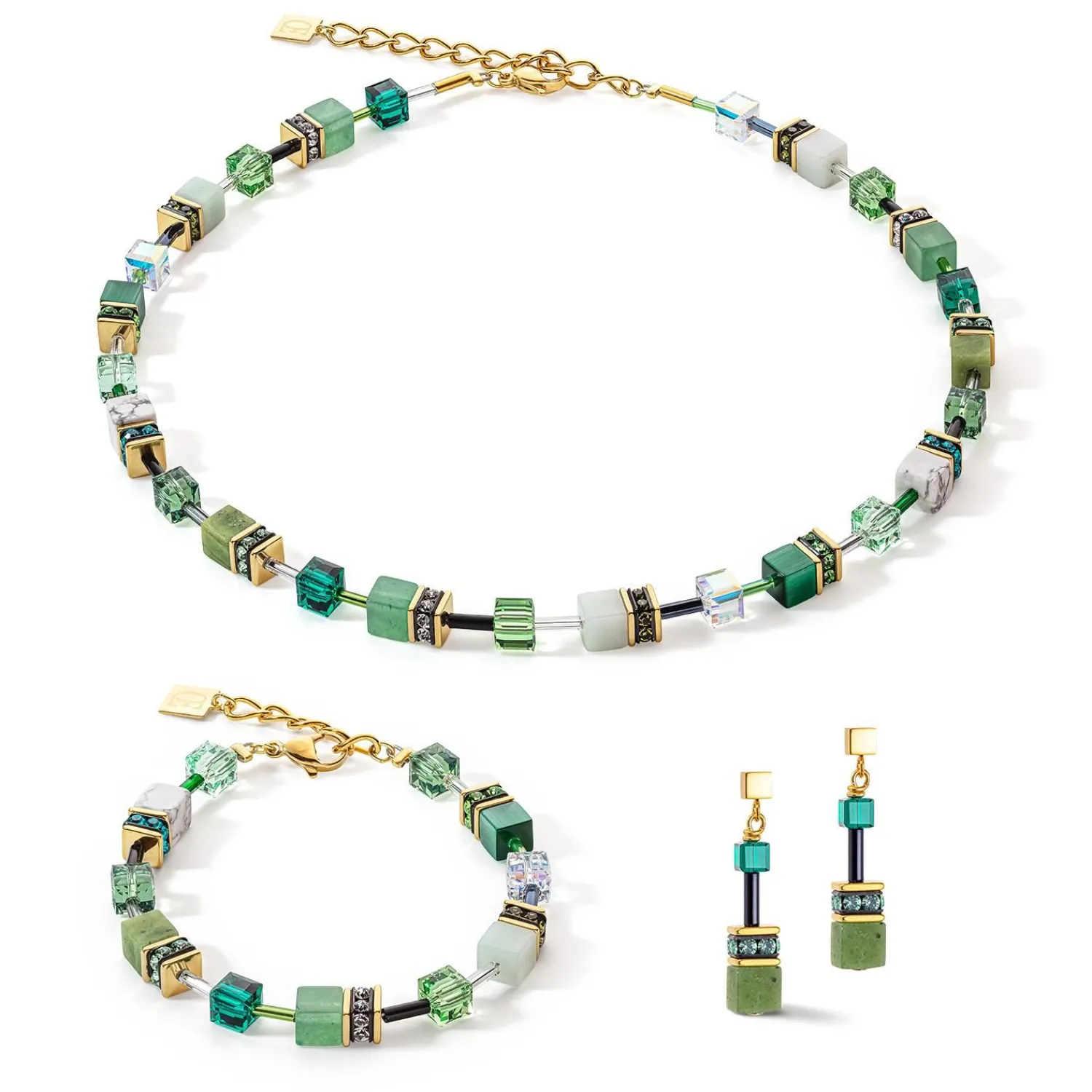 geocube_iconic_precious_o_1-22.webp COEUR DE LION Geocube® Iconic Precious Ohrringe Grün- Echter Stein