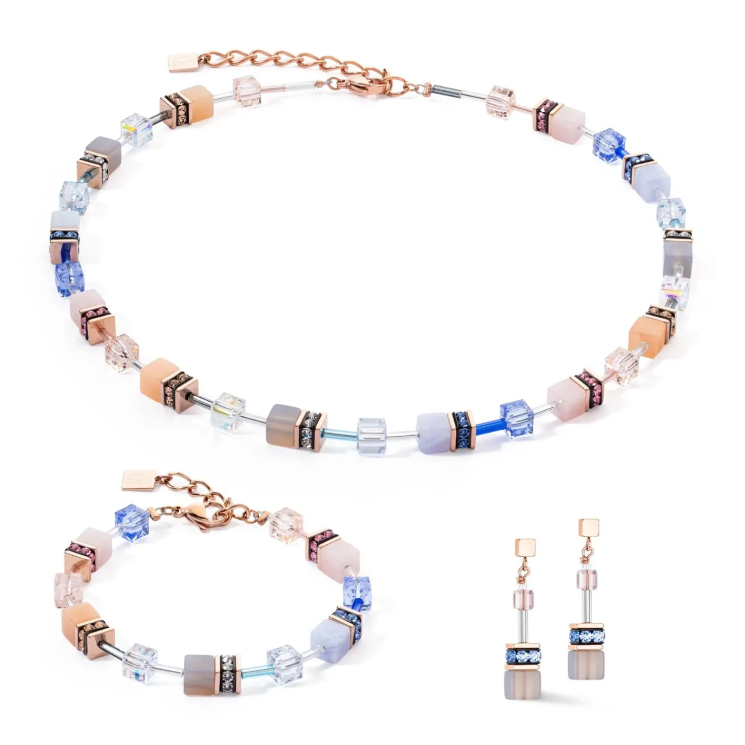 geocube_iconic_precious_o_1-35.webp COEUR DE LION Geocube® Iconic Precious Ohrringe Hellblau-Beige- Geocube® Ohrringe