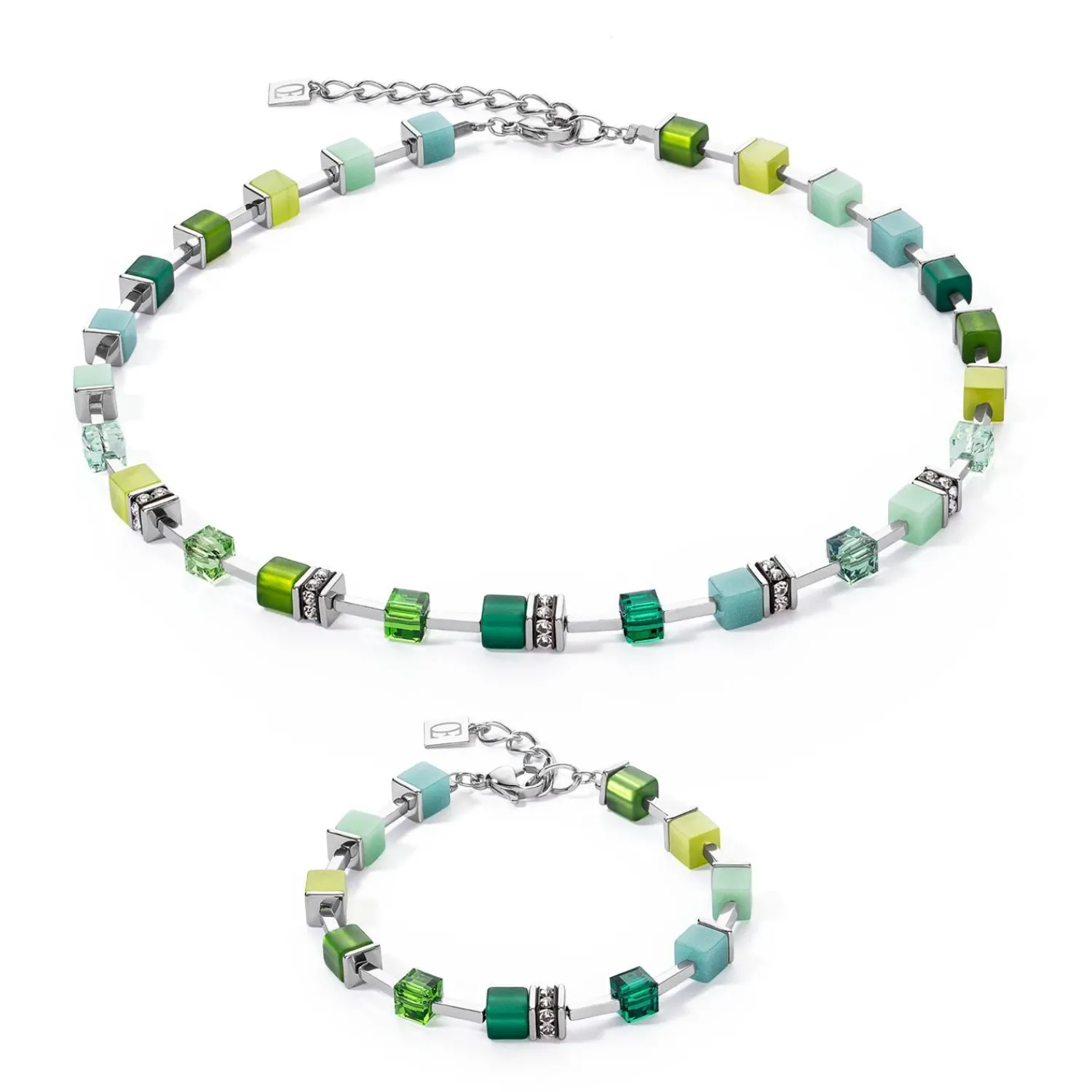 geocube_iconic_pure_halsk_1-1.webp COEUR DE LION Geocube® Iconic Pure Halskette Grün- Geocube® Echtstein