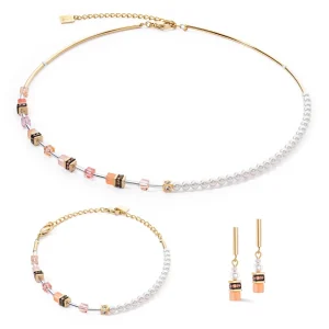 COEUR DE LION Geocube® Mini Fusion Pearls Halskette Apricot Crush- Geocube® Halsketten