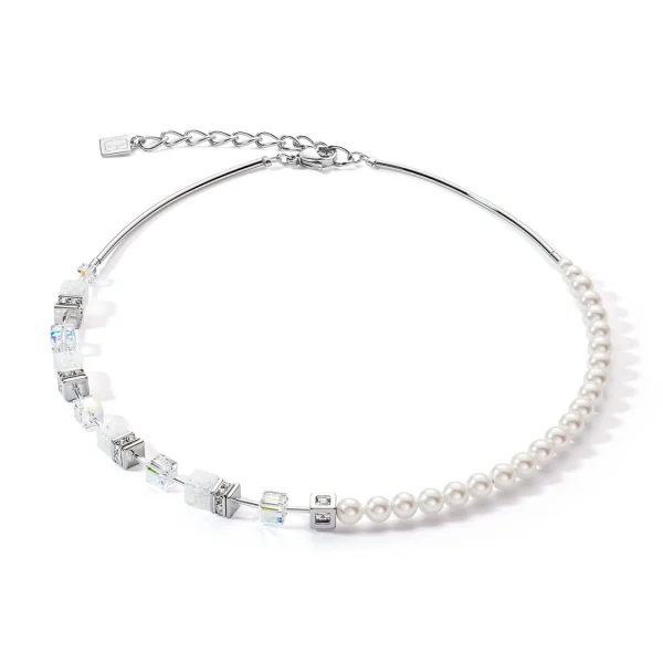 COEUR DE LION Geocube® Precious Fusion Pearls Halskette Weiß- Geocube® Tone&In&Tone