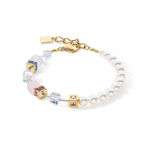 COEUR DE LION Geocube® Precious Fusion Pearls Armband Mehrfarbig Pastell- Geocube® Echtstein