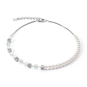 COEUR DE LION Geocube® Precious Fusion Pearls Halskette Weiß- Kristallhalsketten