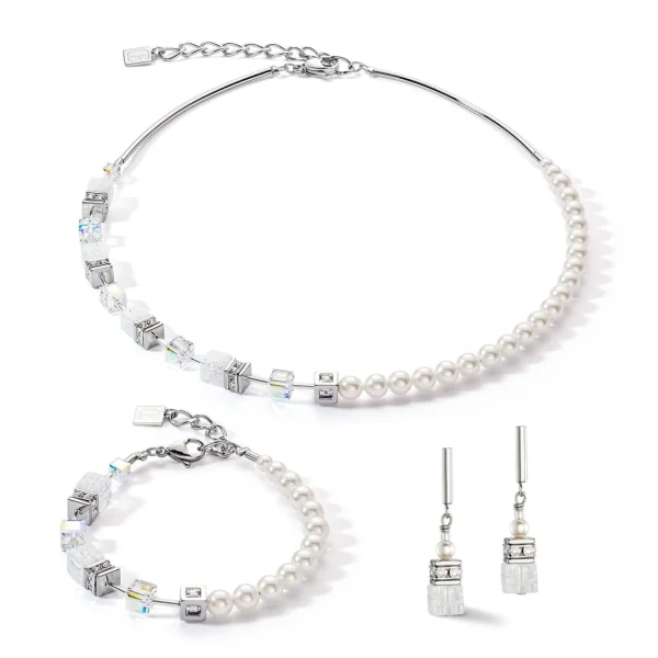 COEUR DE LION Geocube® Precious Fusion Pearls Halskette Weiß- Geocube® Tone&In&Tone