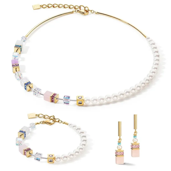 COEUR DE LION Geocube® Precious Fusion Pearls Halskette Mehrfarbig Pastell- Kristallhalsketten