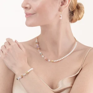 COEUR DE LION Geocube® Precious Fusion Pearls Halskette Mehrfarbig Pastell- Kristallhalsketten