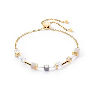 COEUR DE LION Geocube® Precious Slider-Verschluss-Armband Goldgrau- Geocube® Echtstein