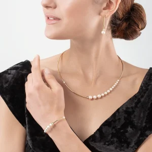 COEUR DE LION Halskette Asymmetrie Süßwasserperlen & Edelstahl Weißgold- Hochzeit