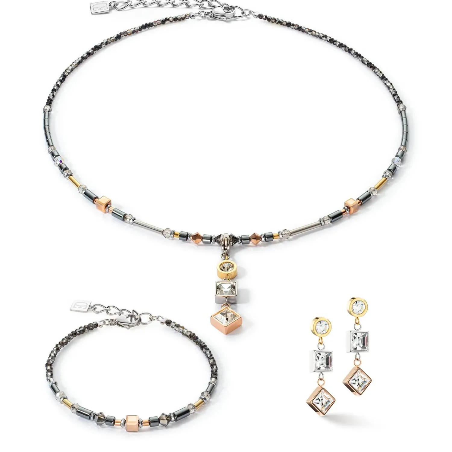 halskette_brilliant_squar_1-1.webp COEUR DE LION Halskette Brilliant Square Trilogy Austauschbarer Anhänger Tricolor- Kristallketten