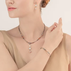 COEUR DE LION Halskette Brilliant Square Trilogy Austauschbarer Anhänger Tricolor- Kristallketten