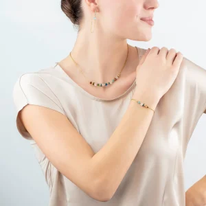 COEUR DE LION Halskette Mini Cubes & Kette Gold-Mehrfarbig- Edelsteinketten