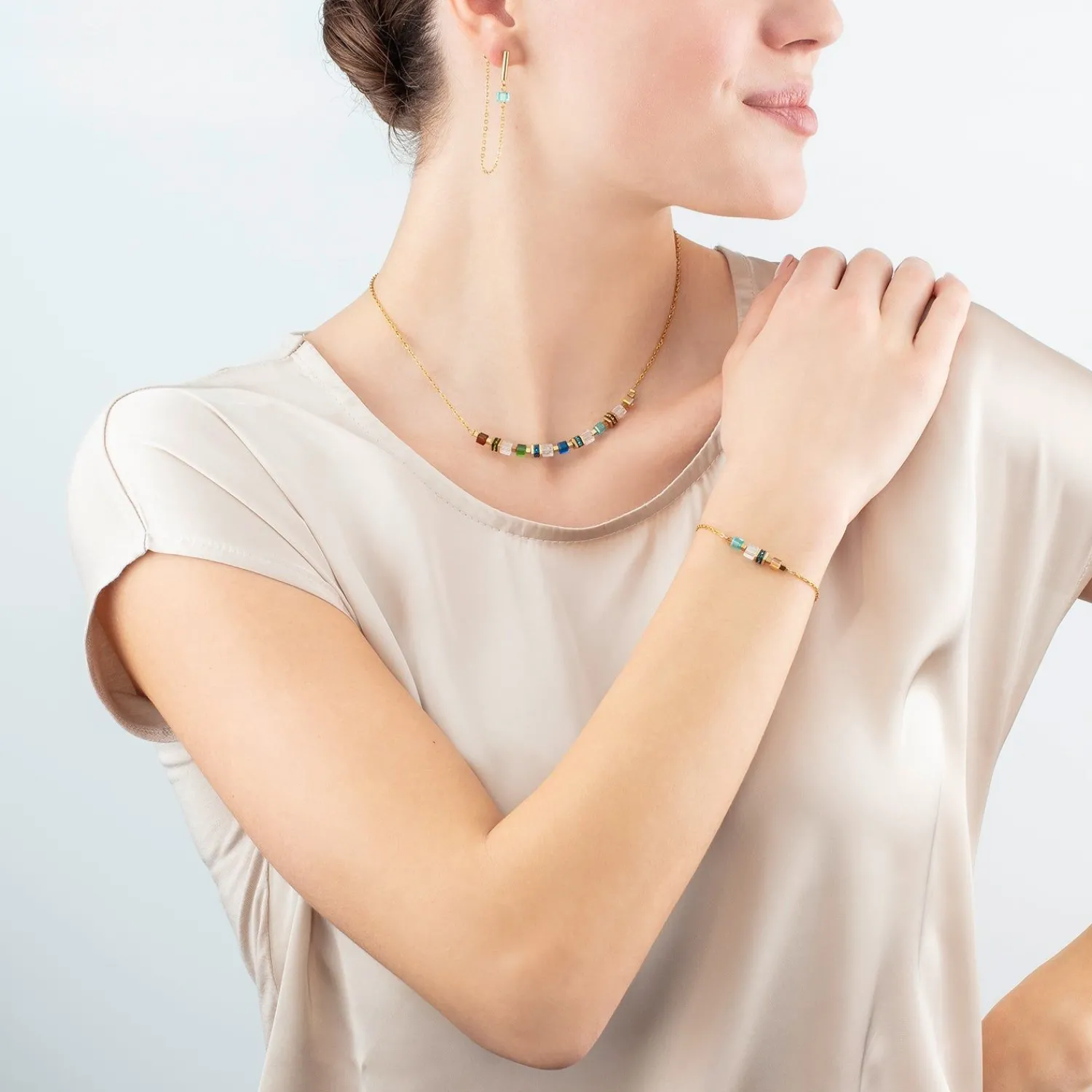 halskette_mini_cubes__ket_2-2.webp COEUR DE LION Halskette Mini Cubes & Kette Gold-Mehrfarbig- Edelsteinketten