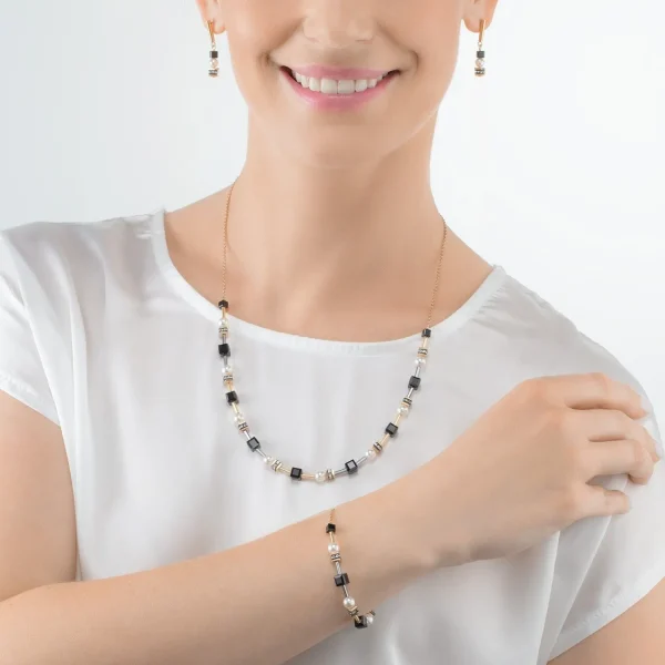 COEUR DE LION Halskette Mysterious Cubes & Pearls Gold-Schwarz- Perlenketten