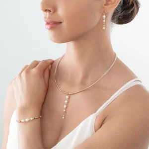 COEUR DE LION Halskette Tropfen Süßwasserperlen Gold- Perlenketten