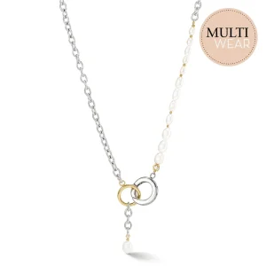 COEUR DE LION Halskette Y & Ovale Süßwasserperlen mit O-Ring Bicolor- Hochzeit