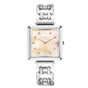 COEUR DE LION Ikonische Cube-Statement-Uhr Apricot Crush Silber- Uhren