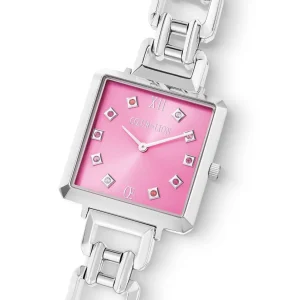 COEUR DE LION Ikonische Cube-Statement-Uhr Viva Magenta Silber- Uhren