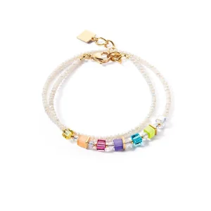 COEUR DE LION Joyful Colors Wickelarmband Gold Regenbogen- Fröhliche Farben