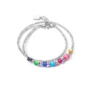 COEUR DE LION Joyful Colors Wickelarmband Silber Regenbogen- Fröhliche Farben