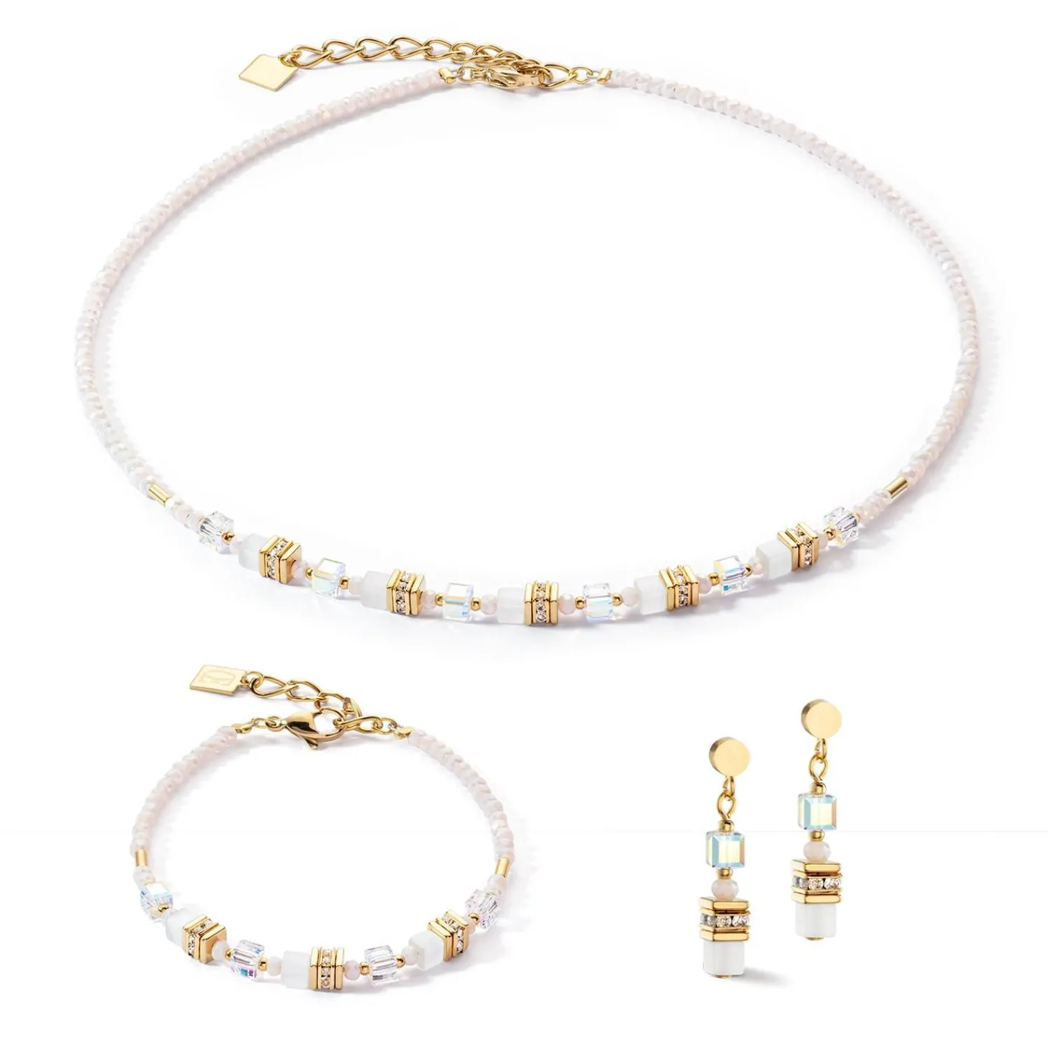 mini_cubes_halskette_gold_1.webp COEUR DE LION Mini Cubes Halskette Gold Weiß- Hochzeit