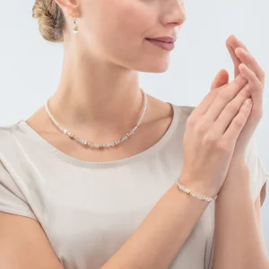 COEUR DE LION Mini Cubes Halskette Gold Weiß- Hochzeit