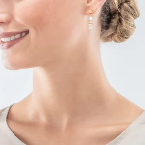 COEUR DE LION Mini Cubes Ohrringe Gold Weiß- Hochzeit