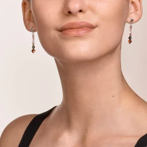 COEUR DE LION Ohrringe Amulett Kleine Kristalle & Gestreifter Onyx Grau-Kristall- Edelsteinohrringe