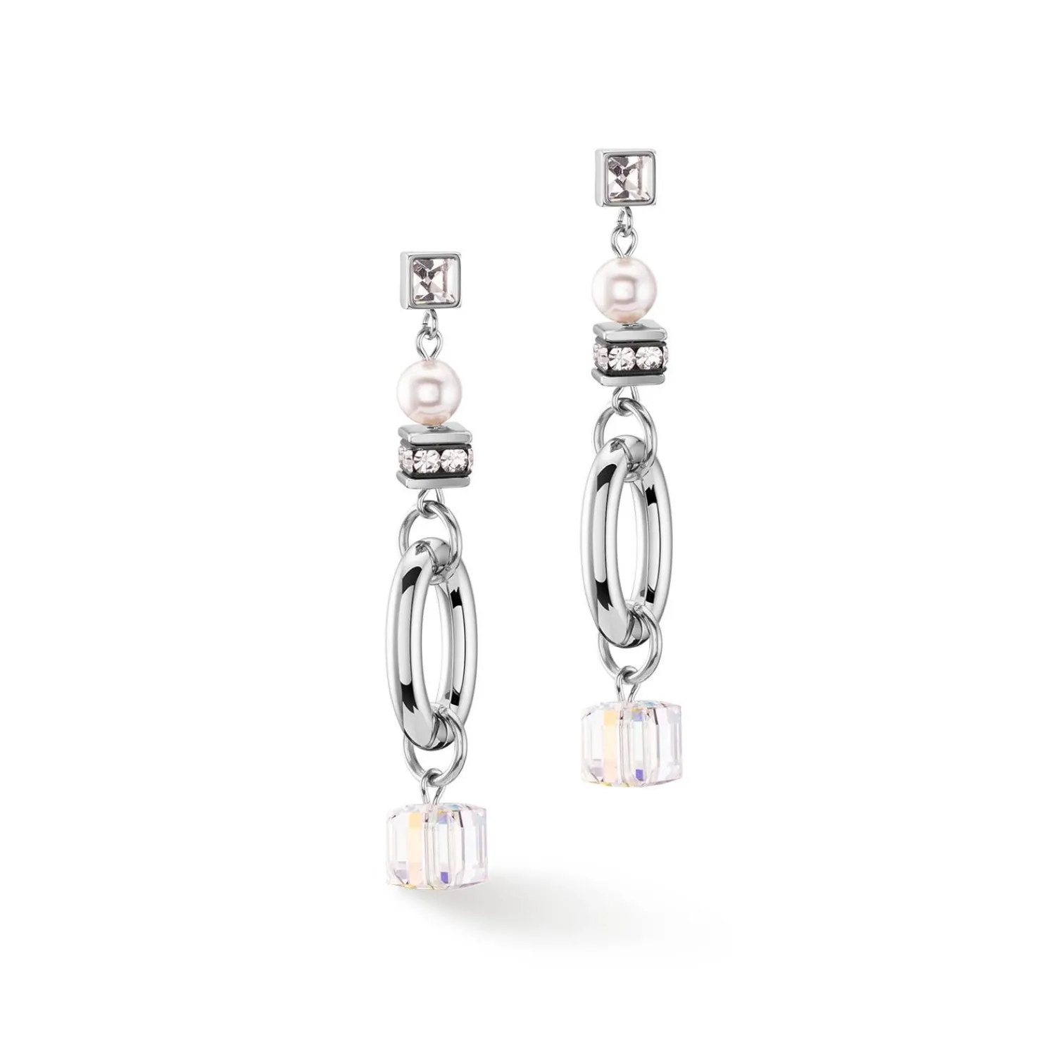 ohrringe_chunky_chain__cu_0.webp COEUR DE LION Ohrringe Chunky Chain & Cubes Runway Exlusive Silber- Ohrhänger