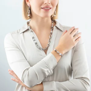 COEUR DE LION Ohrringe Chunky Chain & Cubes Runway Exlusive Silber- Ohrhänger