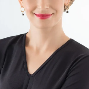 COEUR DE LION Ohrringe Creole Chunky Chain Gold-Schwarz- Kristallohrringe