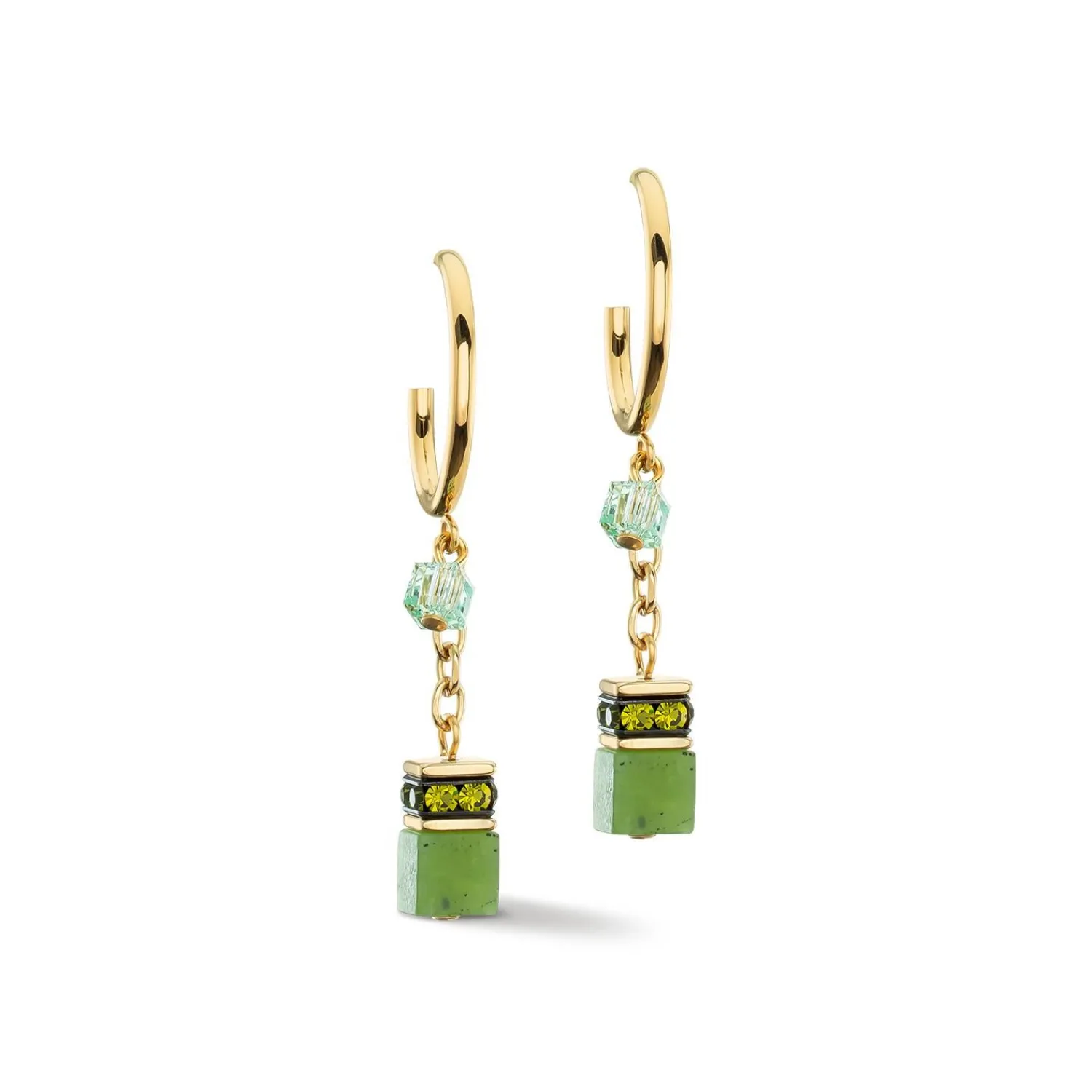 ohrringe_creolen_geocube__0-5.webp COEUR DE LION Ohrringe Creolen Geocube® Festliche Schicht Gold-Grün- Creolen