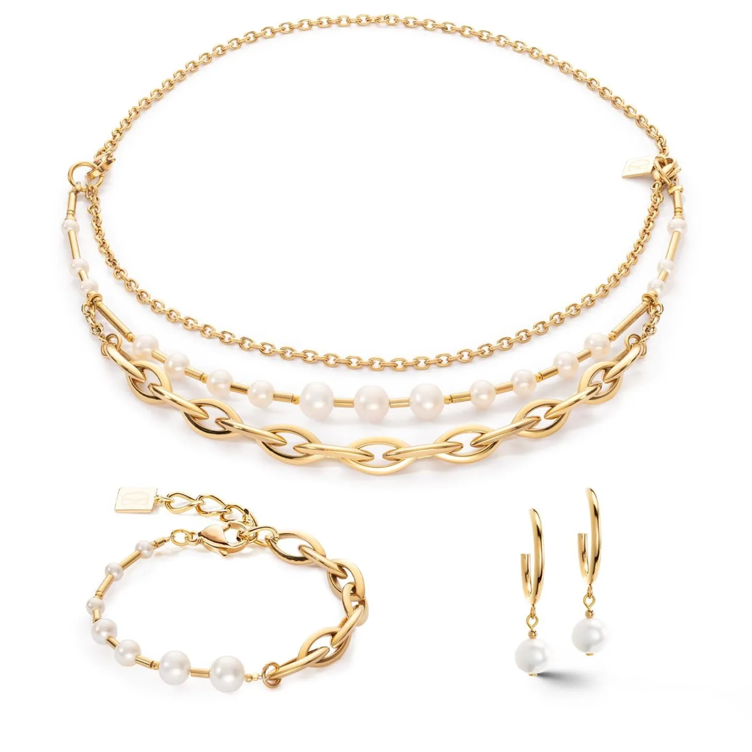 ohrringe_creolen_mit_swas_1-1.webp COEUR DE LION Ohrringe Creolen mit Süßwasserperlen und klobiger Kette Navette Multiwear Weißgold- Creolen