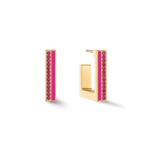 COEUR DE LION Ohrringe Creolen Quadratische Streifen 20 Gold-Rosa- Ohrstecker