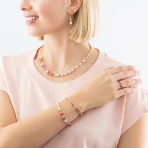 COEUR DE LION Ohrringe Geocube® Fusion Precious Pearl Mix Gold-Rosa- Ohrstecker