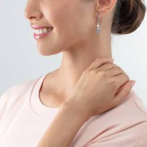 COEUR DE LION Ohrringe Geocube® Fusion Precious Pearl Mix Silbergrau- Echter Stein