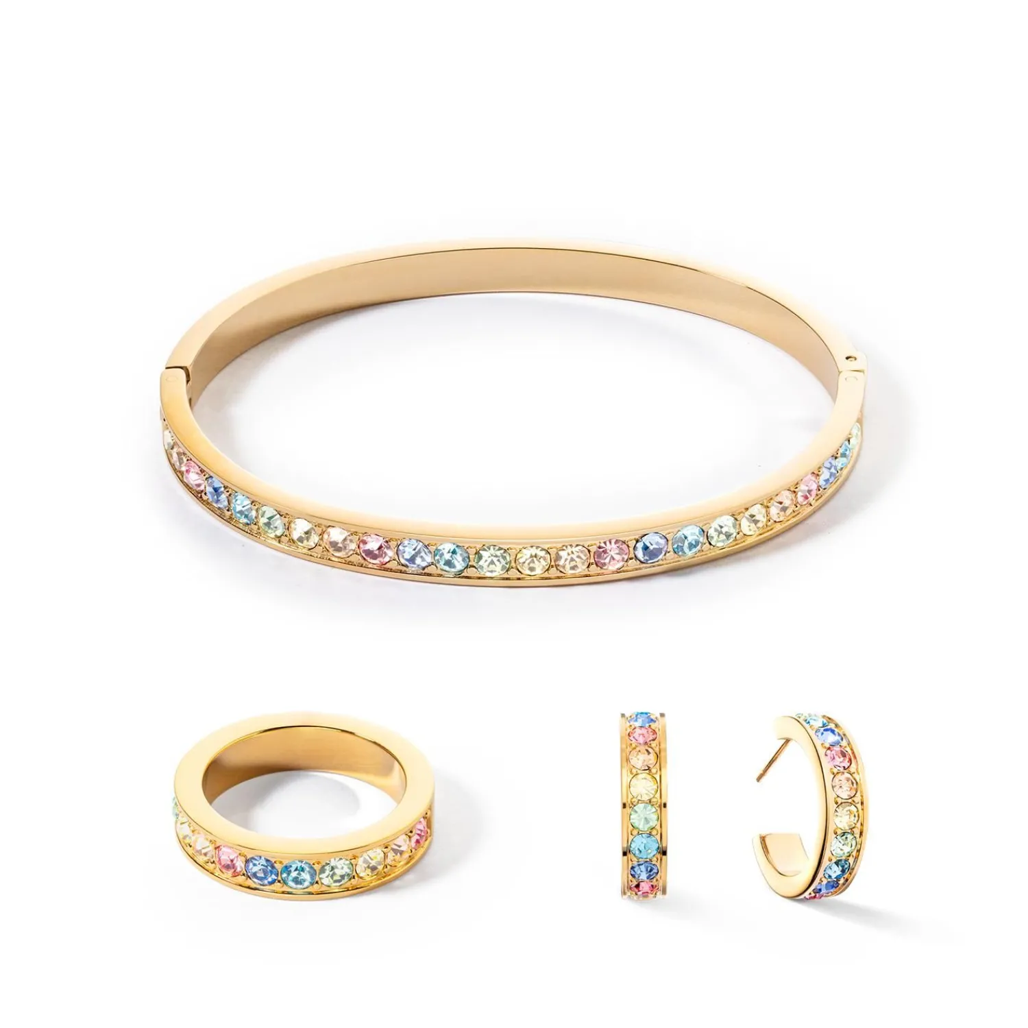 ohrringe_kreolen__edelsta_1-2.webp COEUR DE LION Ohrringe Kreolen 20 Edelstahl & Kristalle Gold Multi Pastell- Creolen