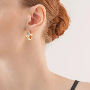 COEUR DE LION Ohrringe Kreolen 20 Edelstahl & Kristalle Gold Multi Pastell- Kristallohrringe