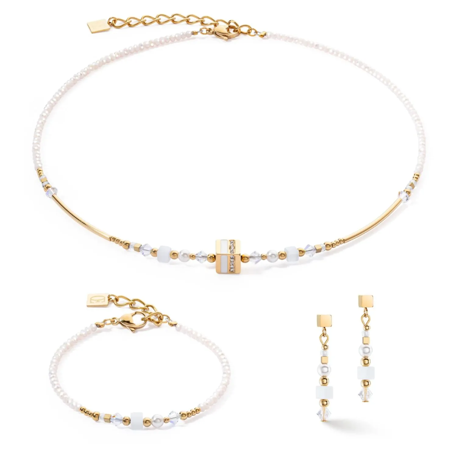 ohrringe_quadratische_str_1-2.webp COEUR DE LION Ohrringe Quadratische Streifen Gold-Weiß- Ohrstecker